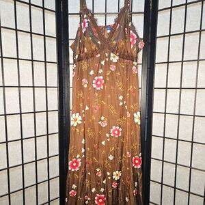 Brown Floral Maxi Dress